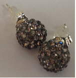 925 Black diamond Crystal 8mm Shamballa Earrings